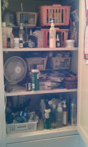 messy cabinet